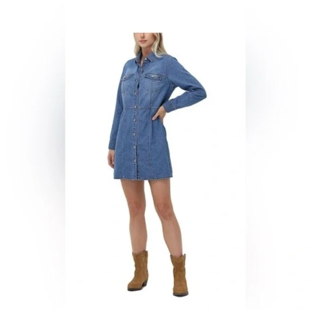 Frye Indigo Long Sleeve Denim Dress